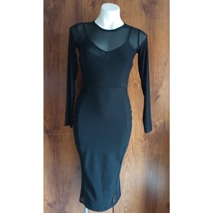 Missguided Black Sheer Long Sleeve Dress